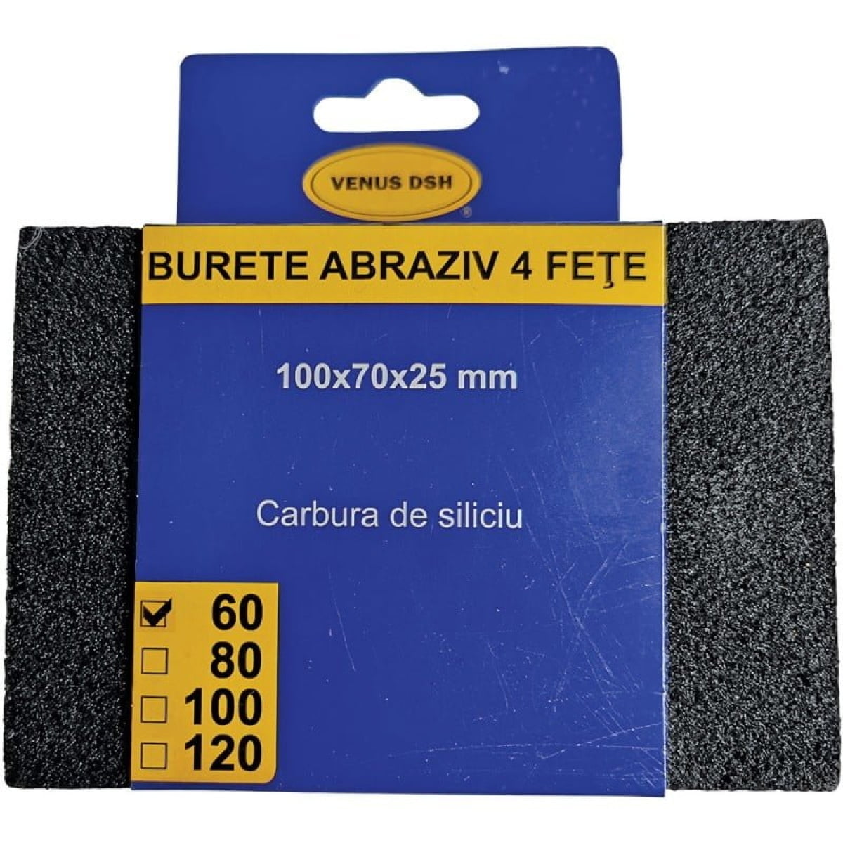 Burete abraziv, 4 fețe, gr 60 - imagine 2