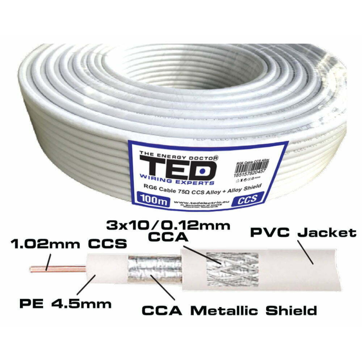 stay dome echo Cablu coaxial RG6, 75 Ohmi CCS • Silvesrom • Materiale de Constructii Barlad