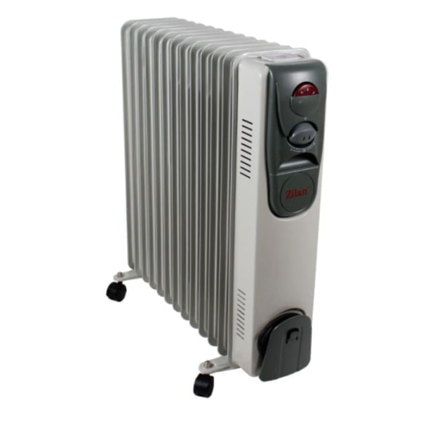 Radiator electric, cu 13 elementi, 3 trepte de putere, termostat reglabil, 2500 W, alb/gri, ZLN-2135, Zilan