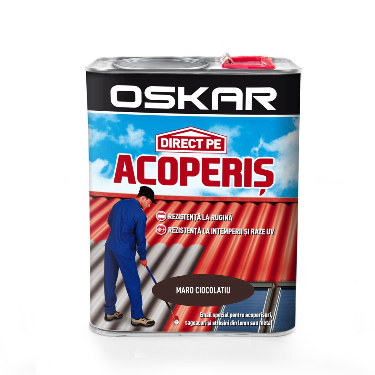 Vopsea alchidica, direct pe acoperis, exterior, maro ciocolatiu, 2.5 L, Oskar - imagine 2