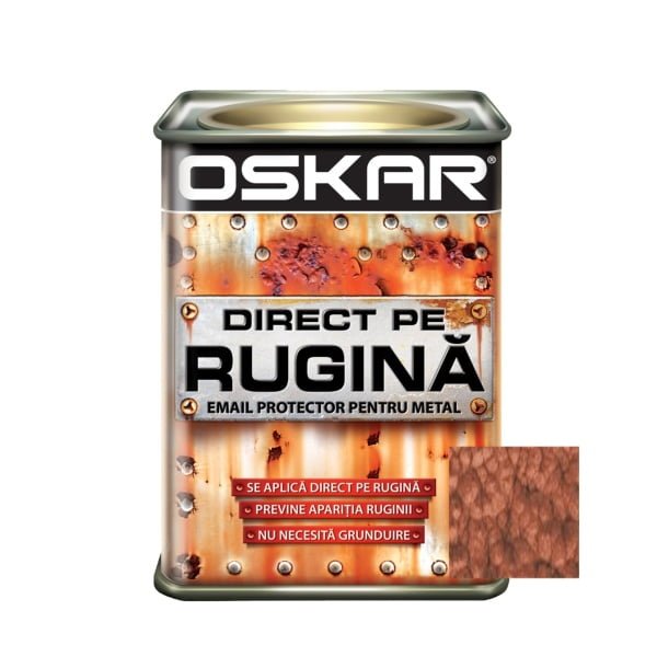Vopsea alchidica, interior / exterior, maro ciocolatiu - lovitura de ciocan, 0.5 L, Direct pe rugina, Oskar