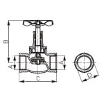 Robinet trecere pentru apa, cu ventil, 1", ZGZ03, Ferro - imagine 2