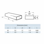 Tub ventilatie rectangular, PVC, 120 x 60 mm, L 1000 mm, 7010, Vents - imagine 2