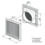 Grila ventilatie cu plasa insecte, plastic, 154 x 154 mm, 100 mm, alb, MV100, Vents - imagine 3