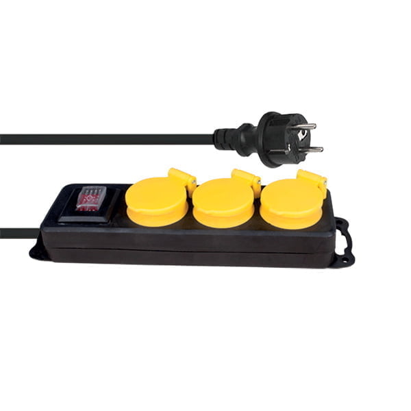 Prelungitor, 3 prize, 1.5 mm, 1.5 m, negru, IP44, Elmark