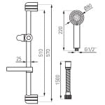 Set de dus, crom, culisant, para, furtun, suport sapun, bara de dus, Ego, N150B, Ferro - imagine 2