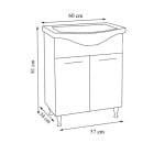 Mobilier baie, baza si lavoar, 60 cm, alb, seria 153, BadenMob - imagine 3