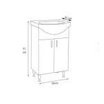 Mobilier baie, baza si lavoar, 55 cm, alb rustic, seria 001 - Eco, Alfa, BadenMob - imagine 3