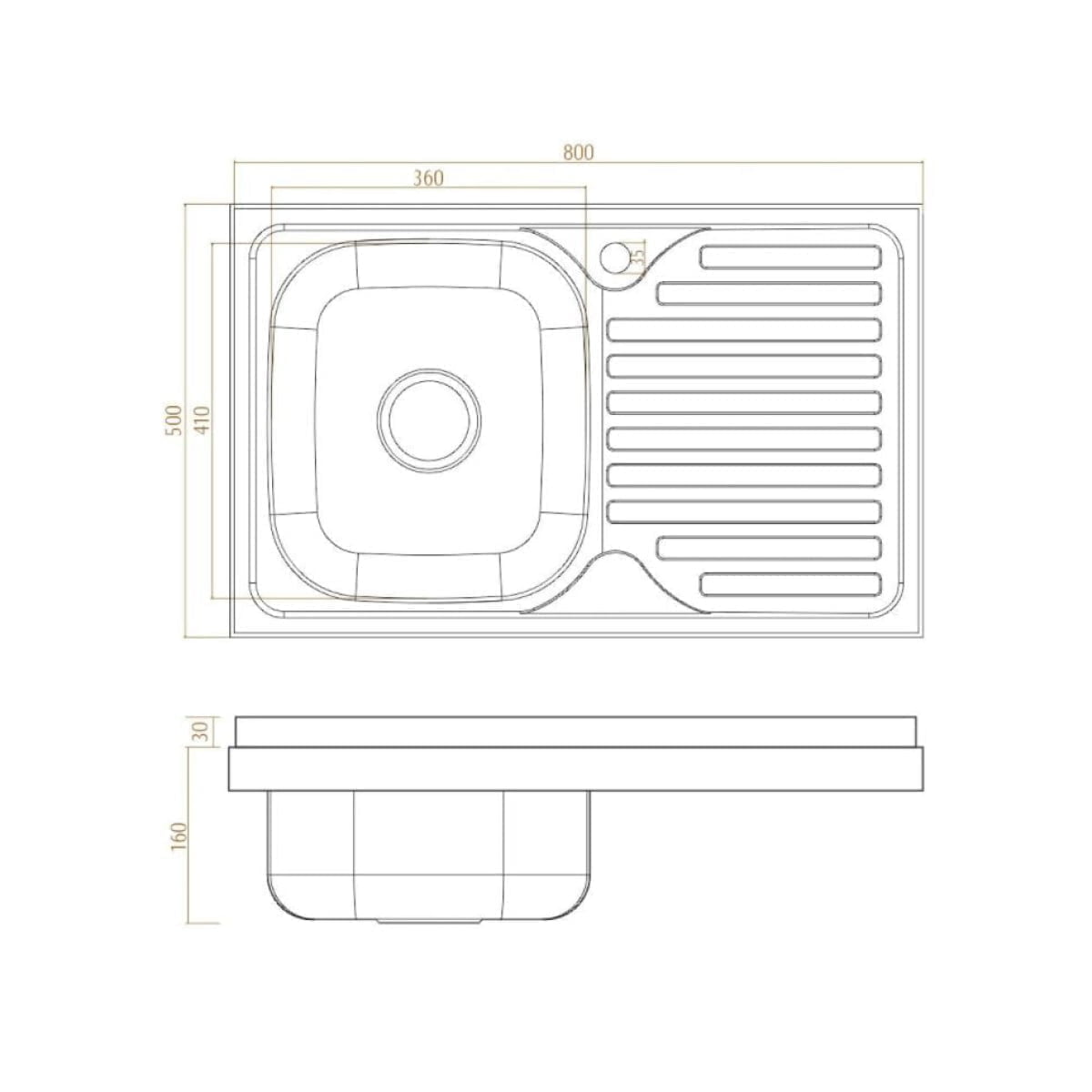Chiuveta inox, pentru masca, dreaptunghiulara, cuva stanga, 50 x 80 cm, 1001 MSM, Sanobi - imagine 2
