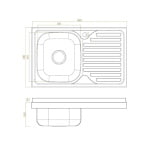 Chiuveta inox, pentru masca, dreaptunghiulara, cuva stanga, 50 x 80 cm, 1001 MSM, Sanobi - imagine 2