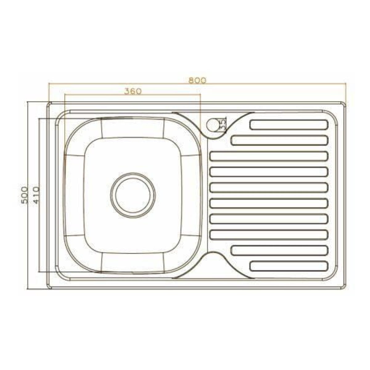 Chiuveta inox, pentru masca, dreaptunghiulara, cuva dreapta, 50 x 80 cm, 1001 MDM, Sanobi - imagine 2