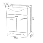 Mobilier baie, baza si lavoar, 60 cm, alb rustic, seria 172, BadenMob - imagine 5