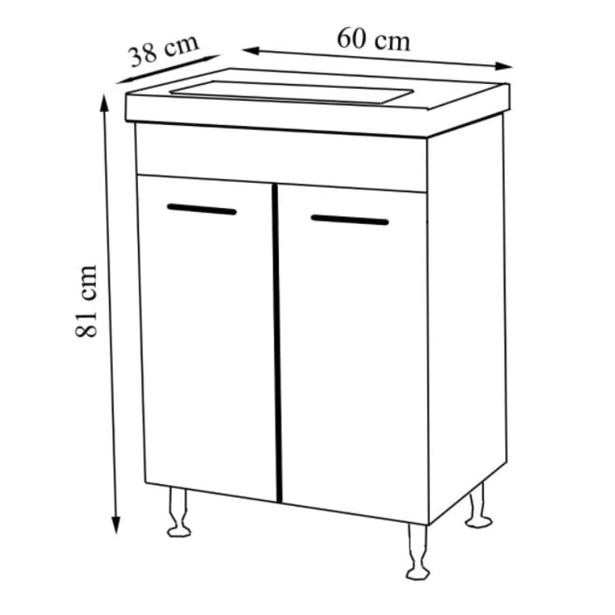Mobilier baie, baza si lavoar, 60 cm, sonoma, seria 290, BadenMob - imagine 4