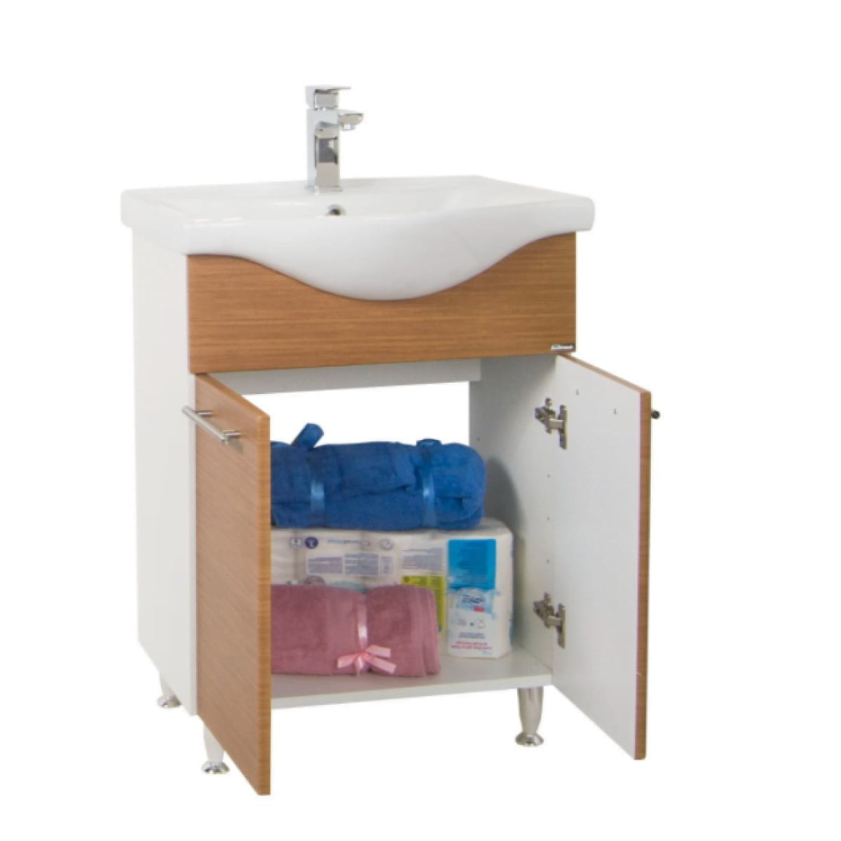 Mobilier baie, baza si lavoar, 60 cm, stejar, seria 153, BadenMob - imagine 2