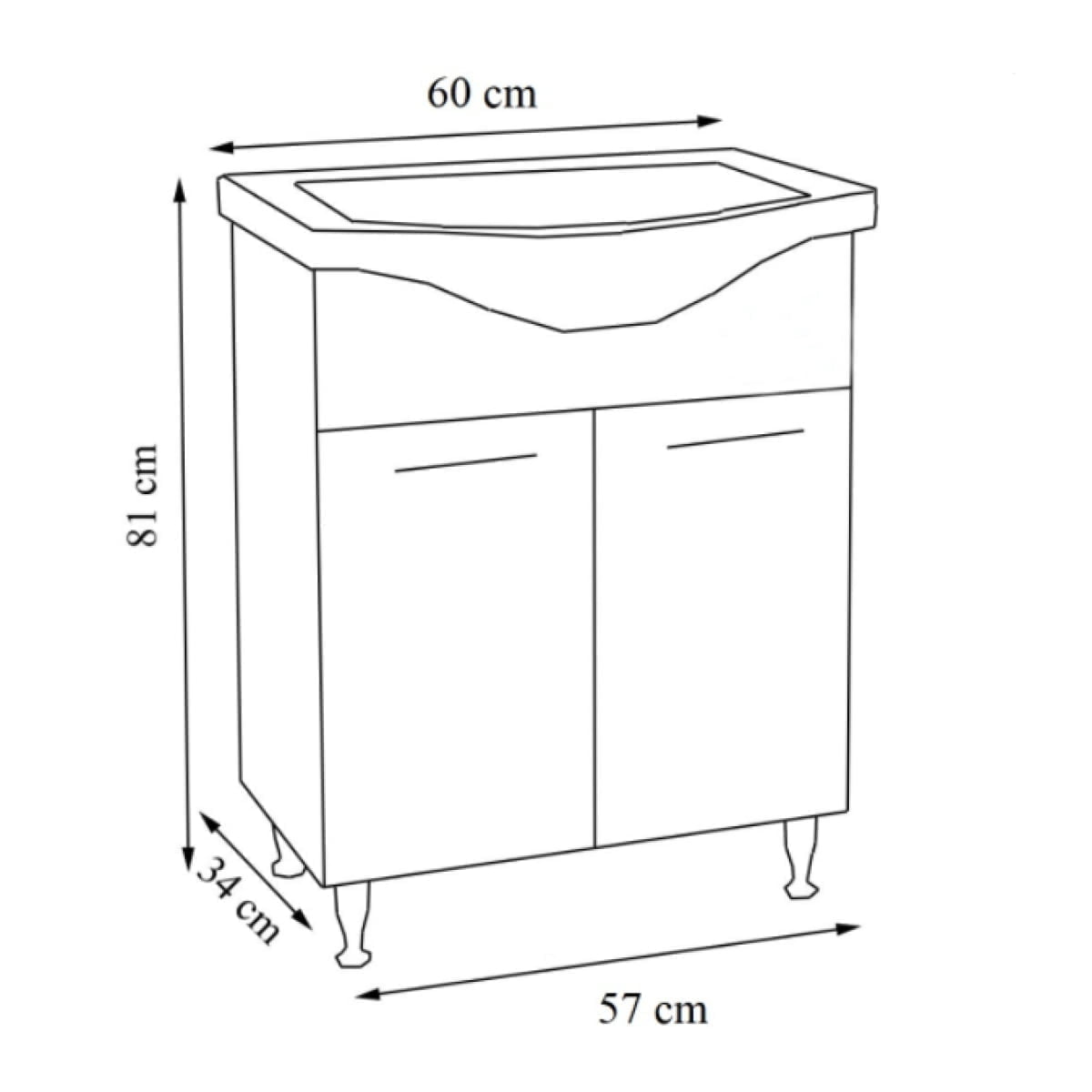 Mobilier baie, baza si lavoar, 60 cm, stejar, seria 153, BadenMob - imagine 4