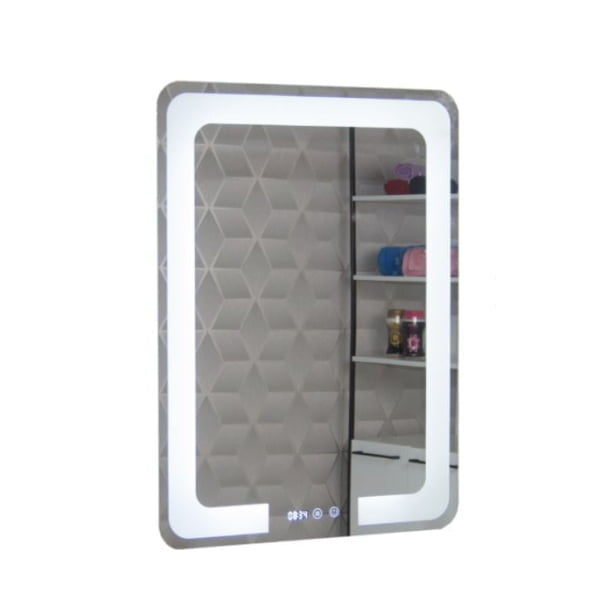 Oglinda baie, cu iluminare LED, functie dezaburire, ceas si termometru, 60 x 80 cm, MD1, BadenMob