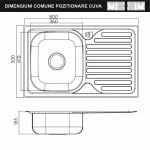 Chiuveta inox, pentru masca, dreaptunghiulara, cuva dreapta, 50 x 80 cm, 1101 MD, Sanobi - imagine 2