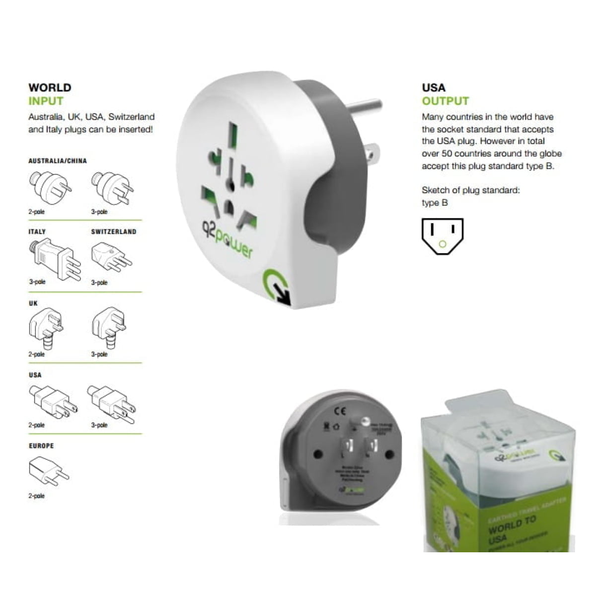 Adaptor priza, Universal - UK, Q2Power - imagine 4