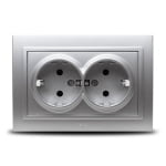 Priza dubla, cu CP ST, gri metalizat, Zena, Elbi