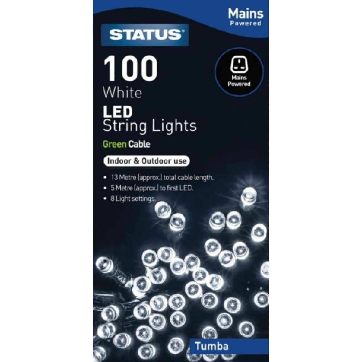 Instalatie Craciun, 100 LED, 13 m, lumina rece, interior / exterior, Tumba, Status - imagine 2