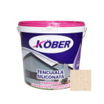 Tencuiala decorativa siliconata, aspect scoarta de copac, cappuccino, 25 kg, 1.5 mm, interior / exterior, Kober