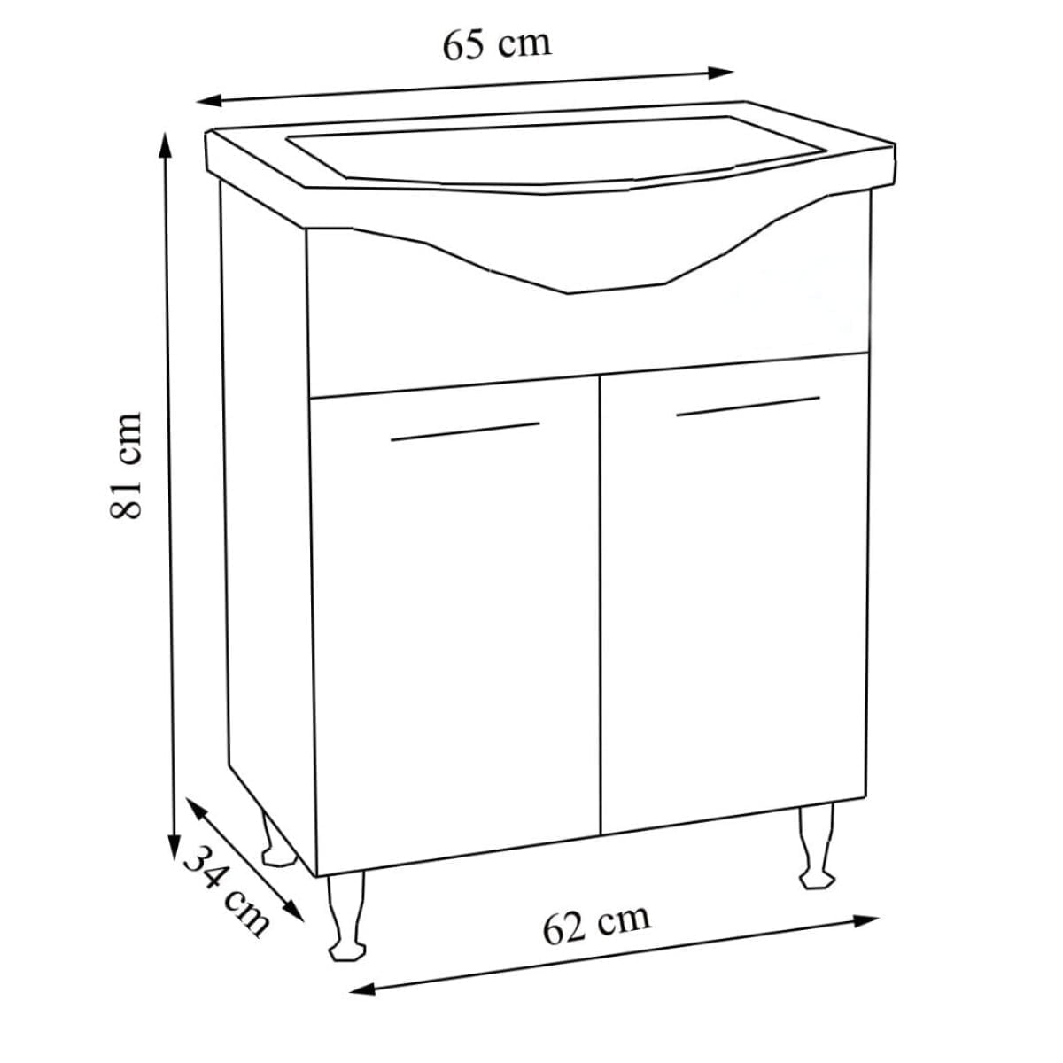 Mobilier baie, baza si lavoar, 65 cm, alb, seria 144, BadenMob - imagine 4