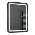 Oglinda baie, cu iluminare LED, intrerupator touch, rama neagra, 60 x 80 cm, BadenMob