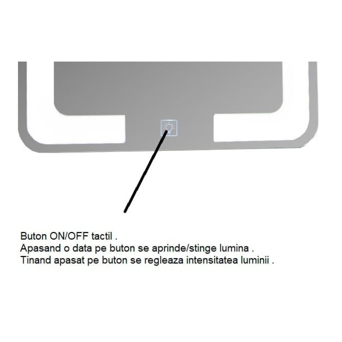 Oglinda baie, cu iluminare LED, intrerupator touch, rama neagra, 60 x 80 cm, BadenMob - imagine 4