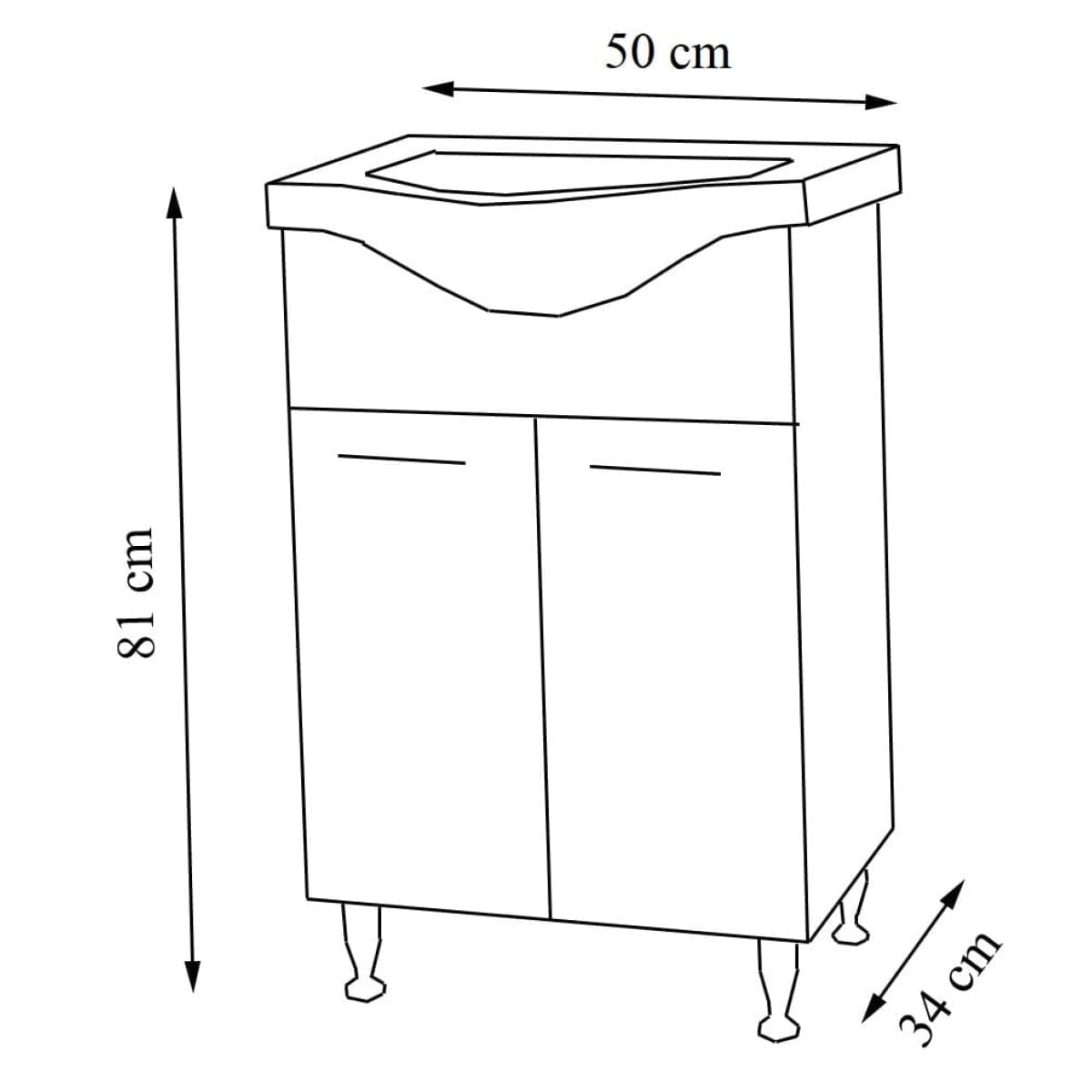 Mobilier baie, baza si lavoar, 50 cm, alb, seria 153, BadenMob - imagine 4