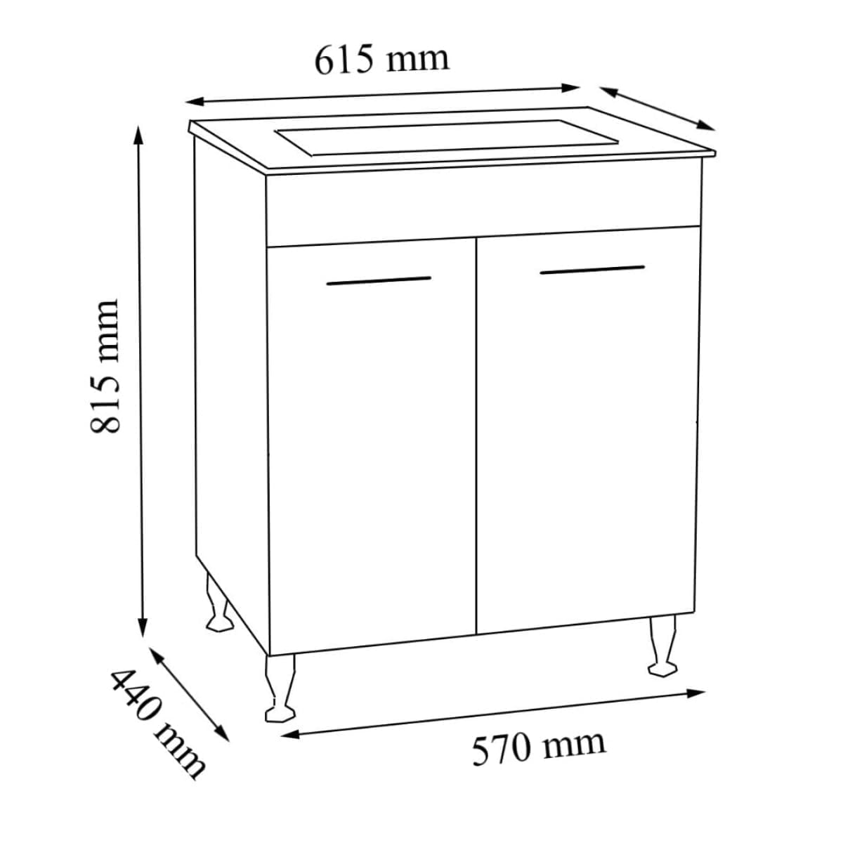 Mobilier baie, baza si lavoar, 60 cm, alb, seria 067, BadenMob - imagine 3