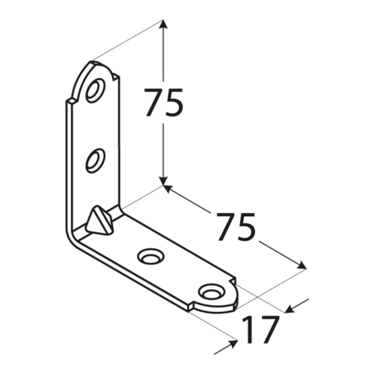 Coltar unghi îngust,  75 x 75 x 17 x 2,0 mm, KW4 - imagine 2