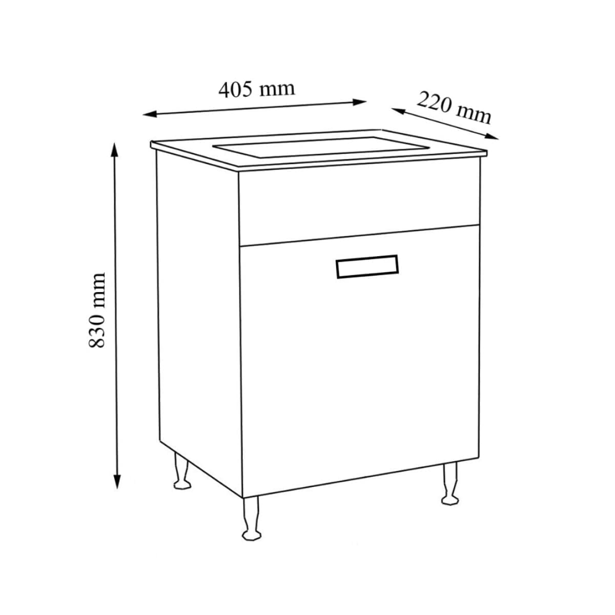 Mobilier baie, baza si lavoar, 40 cm, alb, seria 700, BadenMob - imagine 4
