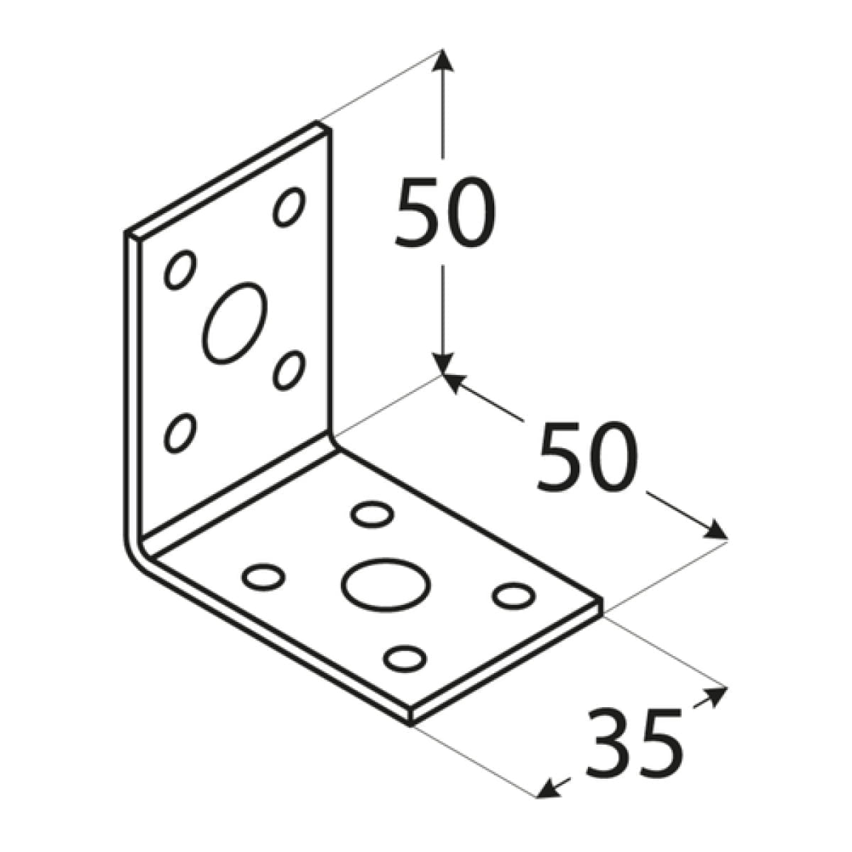 Coltar lat, zincat,  50 x 50 x 35 x 2,5 mm, KL1 - imagine 2