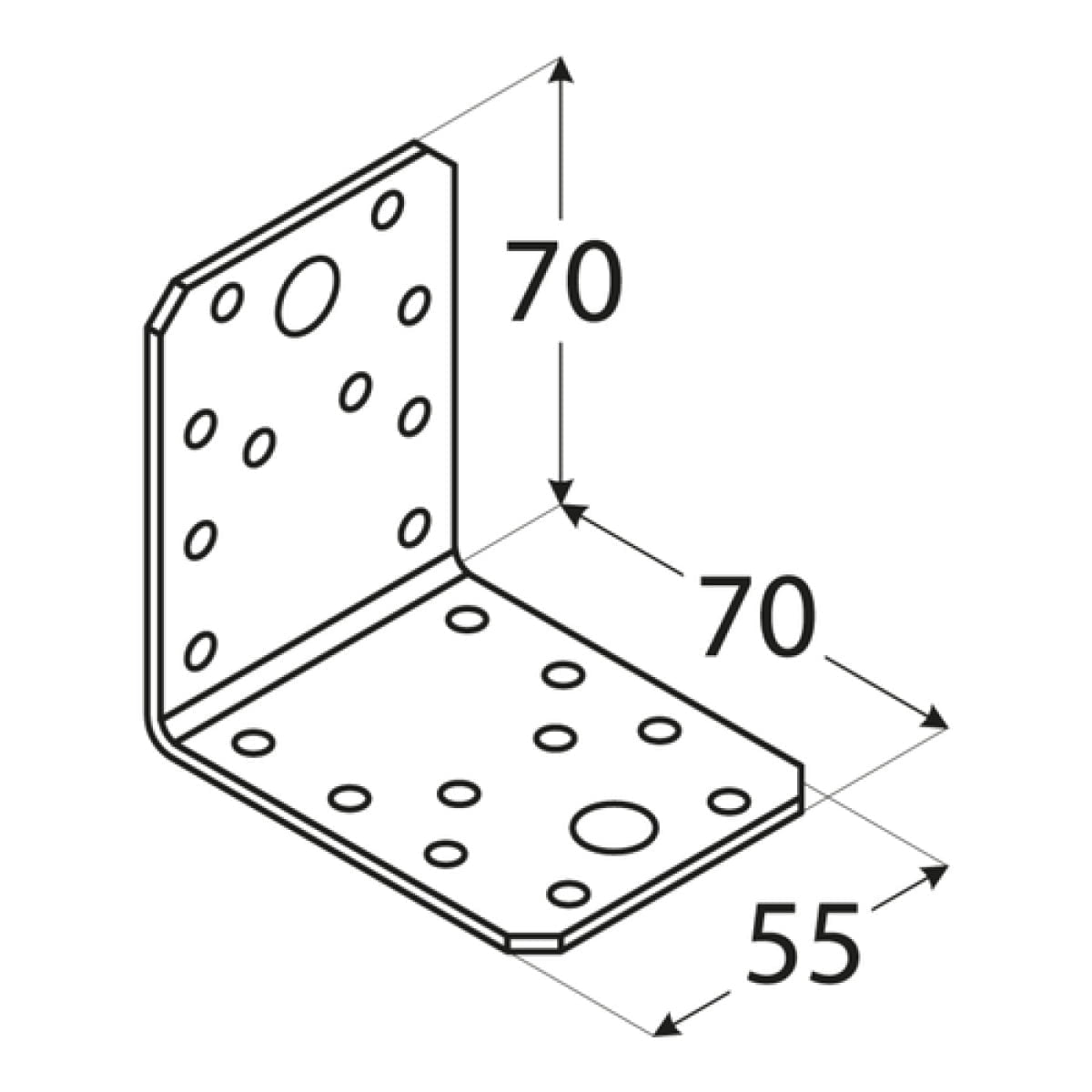 Coltar lat, zincat,  70 x 70 x 55 x 2,5 mm, KL2 - imagine 2