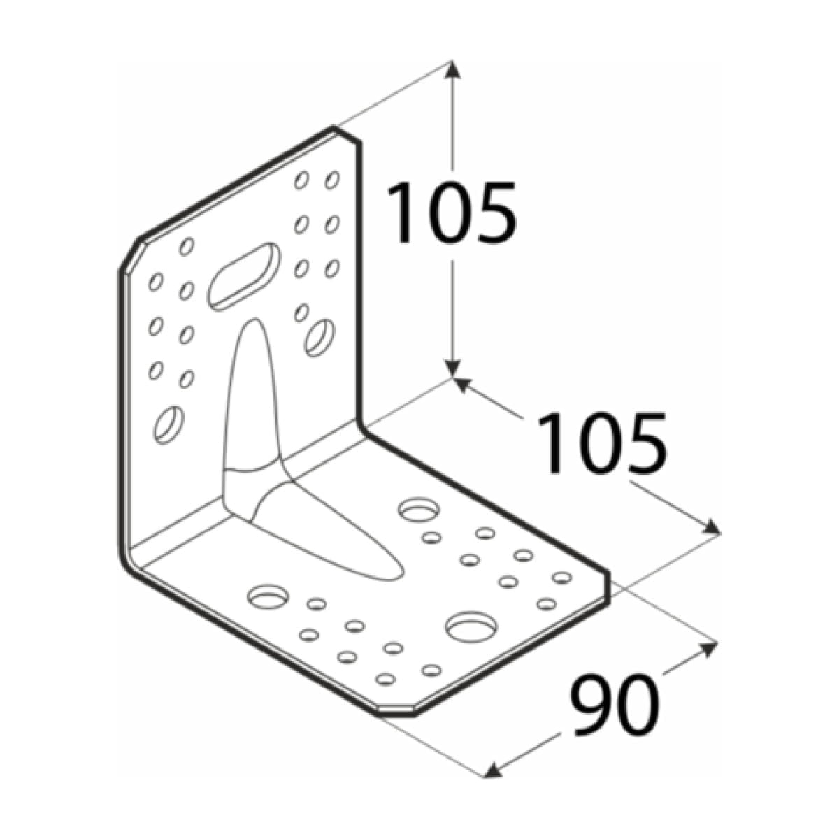 Coltar ranforsat, 105 x 105 x 90 x 2 mm, KPL21, Domax - imagine 2
