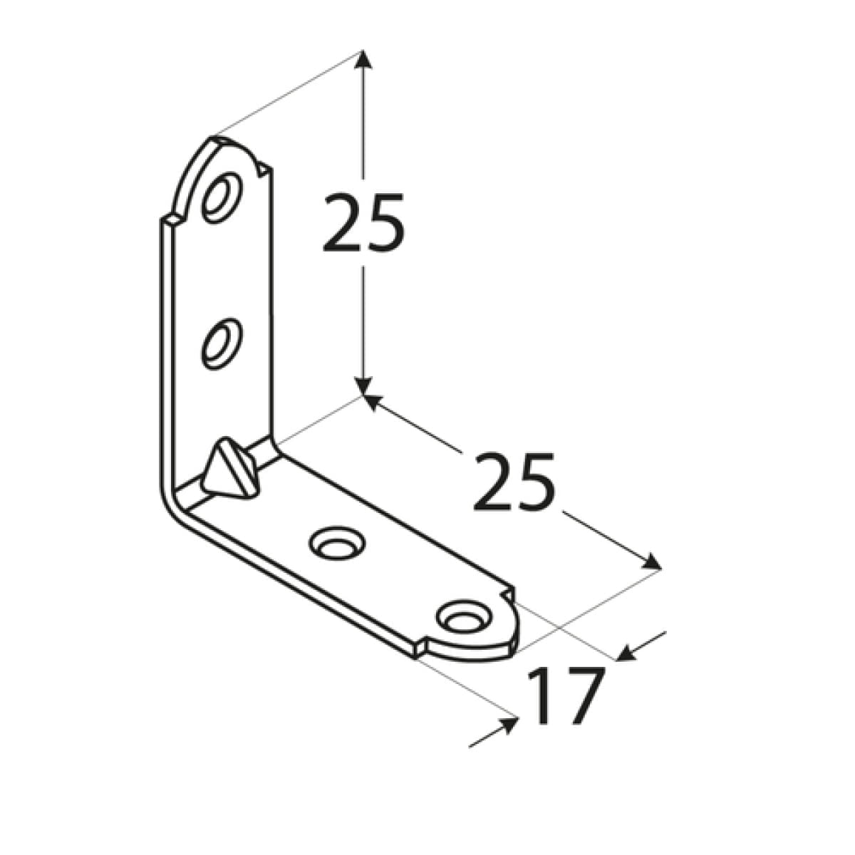 Coltar unghi ingust 25 x 25 x 14 x 1,5 mm, KW25 - imagine 2