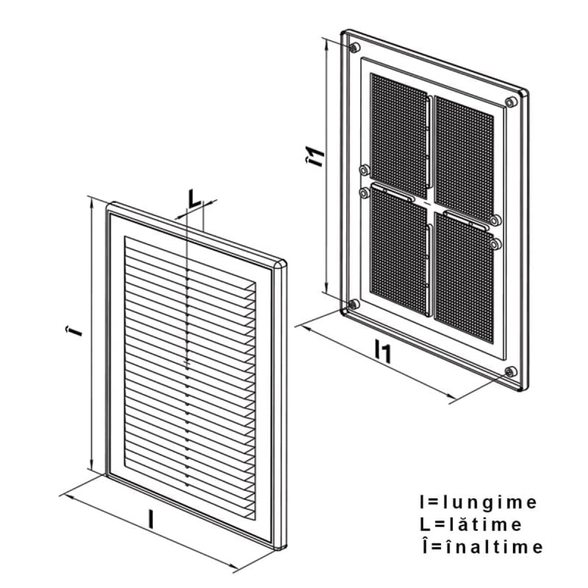 Grila ventilatie, plastic, 182 x 251 mm, alb, MV 125 S, Vents - imagine 2
