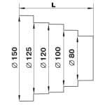 Reductie universala prindere tubulatura ventilatie, 80-100-120-125-150 mm, Vents - imagine 2