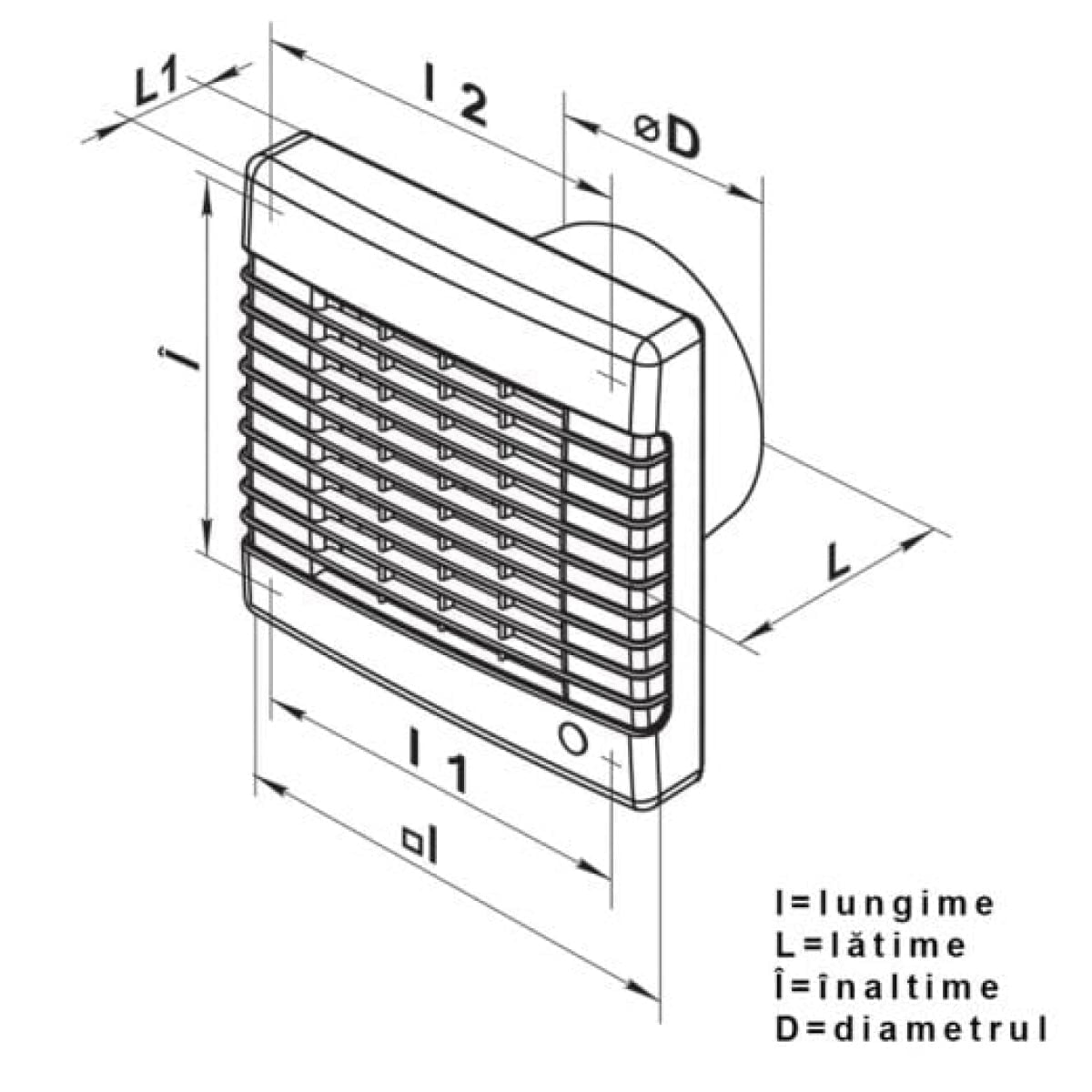 Ventilator axial, jaluzele automate, D 100 mm, 100 MA, Vents - imagine 2