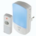 Sonerie fara fir, DB 1002AC/M, 8 melodii, 100 m, lumina de veghe, alimentare priza / baterii, alb + albastru - imagine 3