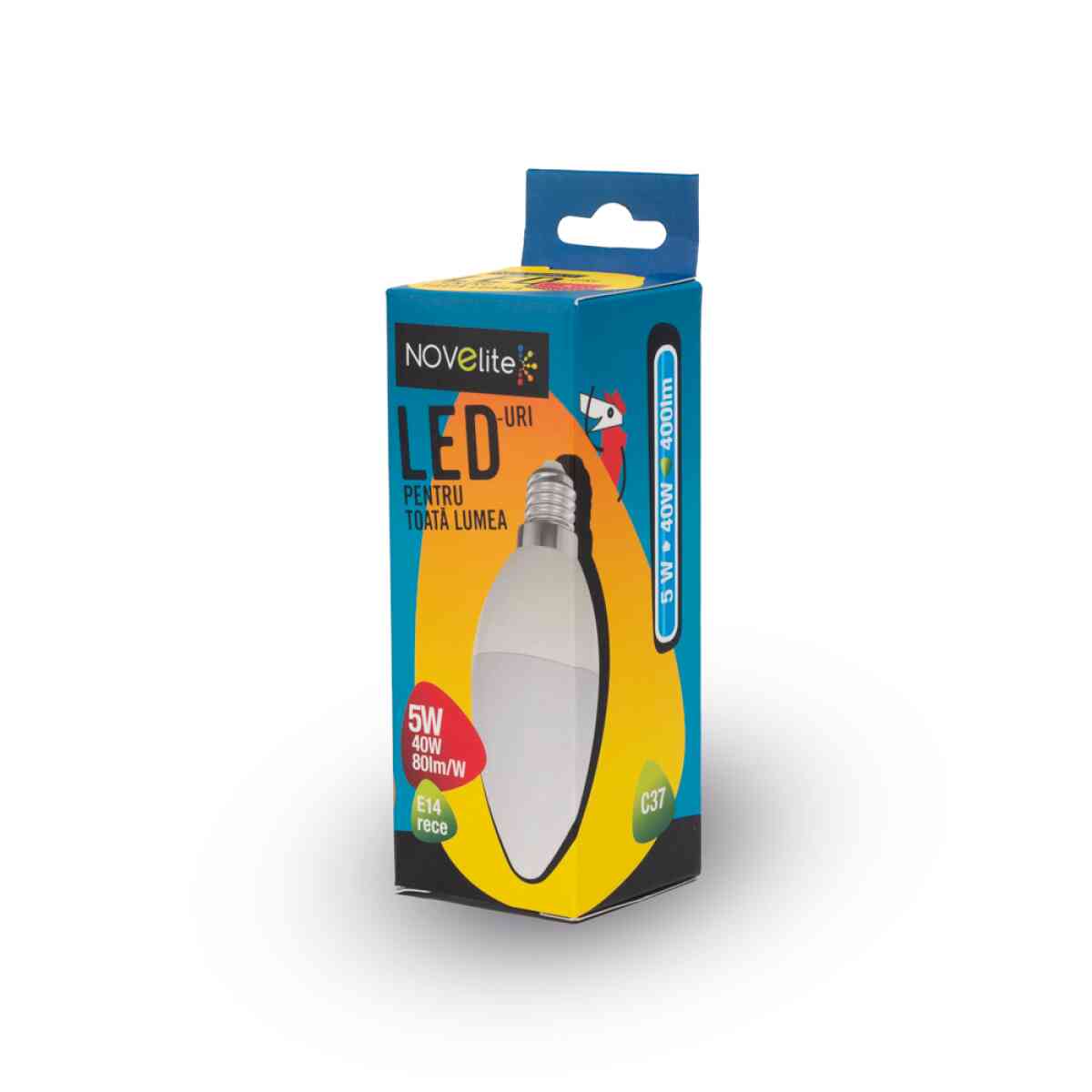 Bec LED, lumanare, 5 W, E14, 6400K, Novelite - imagine 2