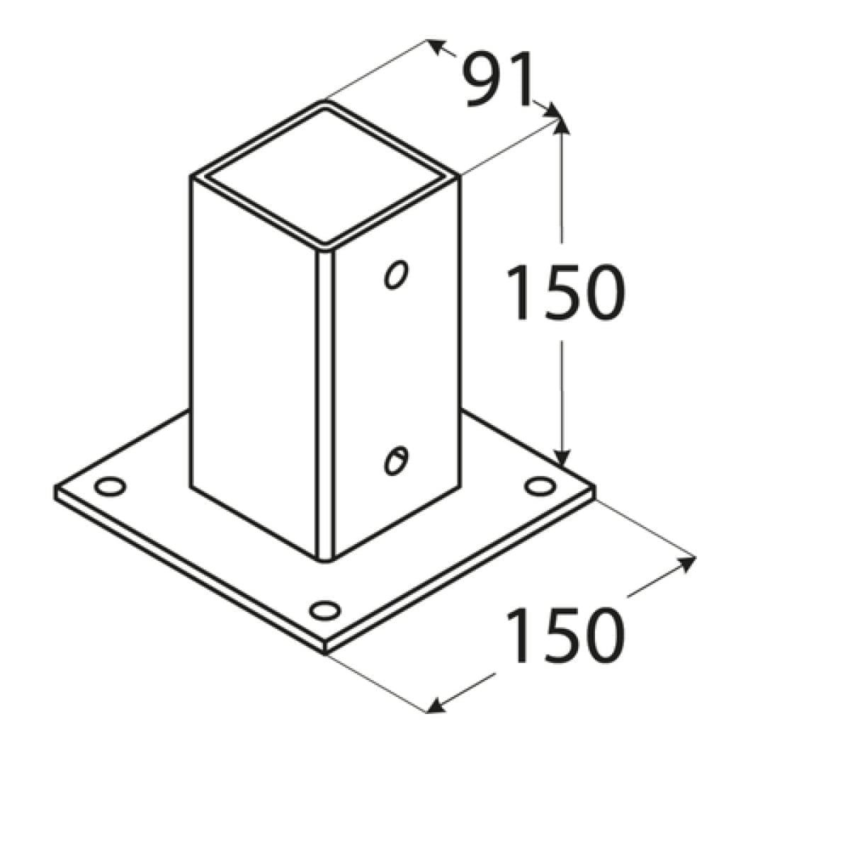 Suport stalp cu fixare in suruburi, 91x150x2 mm, PSP 90 - imagine 4