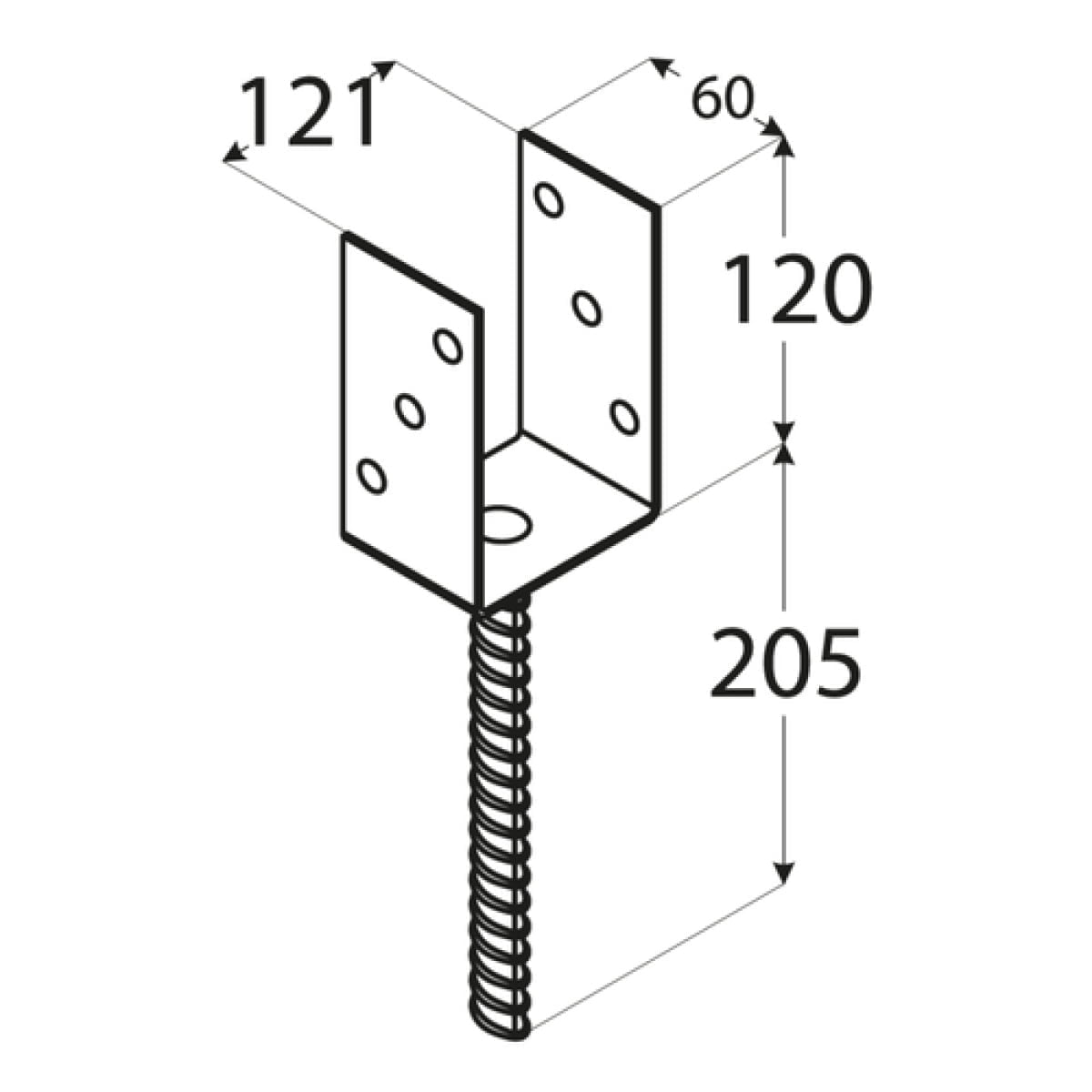 Suport stalp, 121 x 120 x 4 mm, PS 120 U - imagine 2