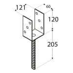 Suport stalp, 121 x 120 x 4 mm, PS 120 U - imagine 2