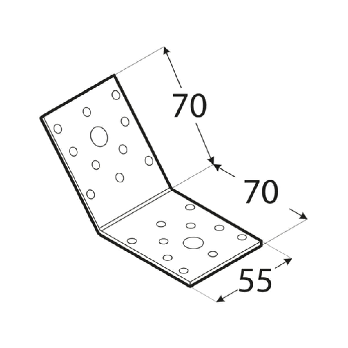 Colțar pentru unghi de 135°, 70 x 70 x 55 x 2,5 mm, KLR2 - imagine 2