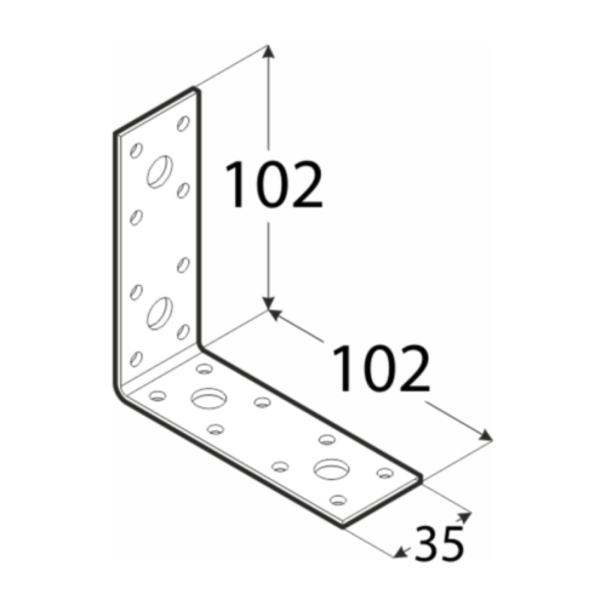 Colțar construcții, 102 x 102 x 35 x 2,5 mm, KL6 - imagine 2