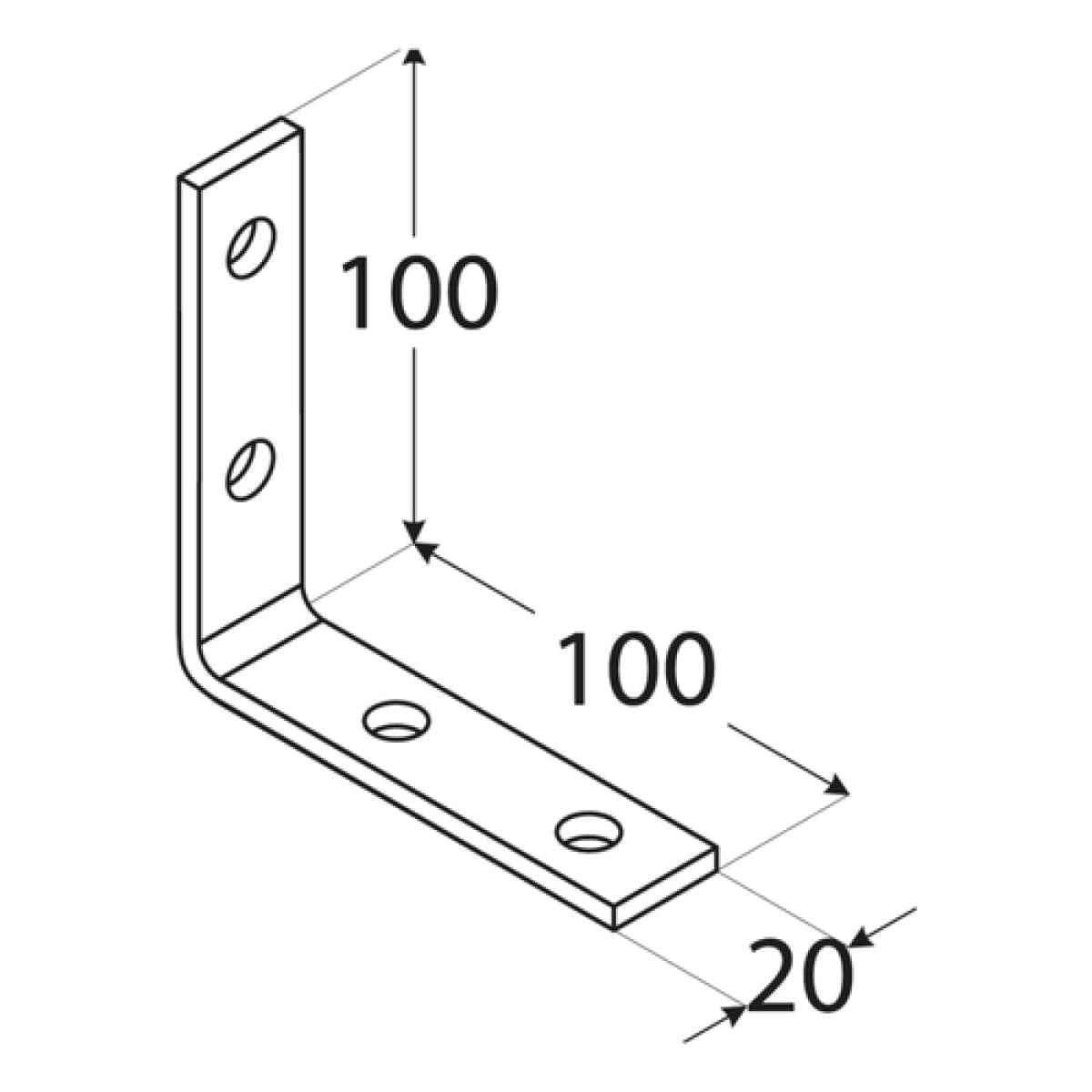 Coltar unghi ingust, 100 x 100 x 20 x 4,0 mm, KW5 - imagine 2