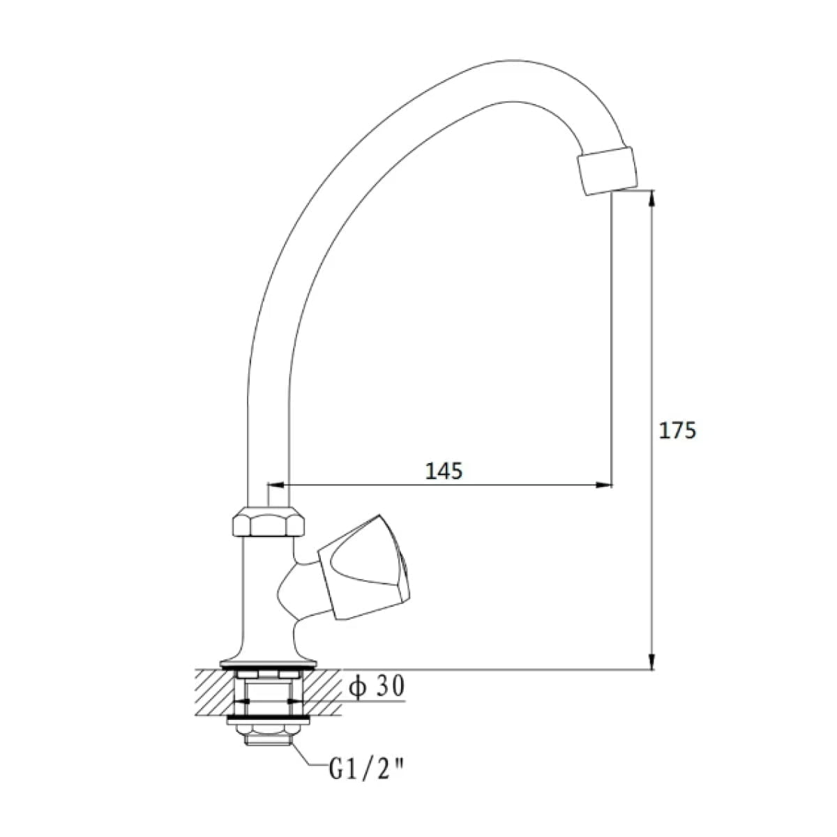 Baterie apă rece TEMPO Line tip lebădă, crom, Z-007 - imagine 2