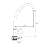 Baterie apă rece TEMPO Line tip lebădă, crom, Z-007 - imagine 2