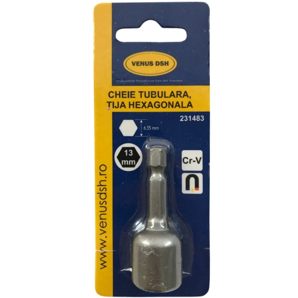 Cheie tubulara, Cr-V, tija hexagonala, 1/4" - 8 mm - imagine 2